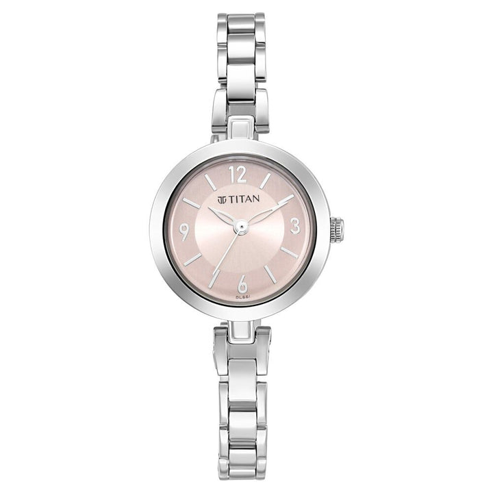 Titan Lagan Pink Dial Analog Metal Strap Watch for Women NS2598SM06