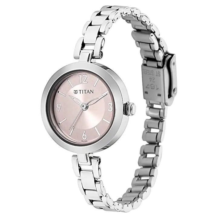 Titan Lagan Pink Dial Metal Strap Watch NP2598SM06 / 2598SM06