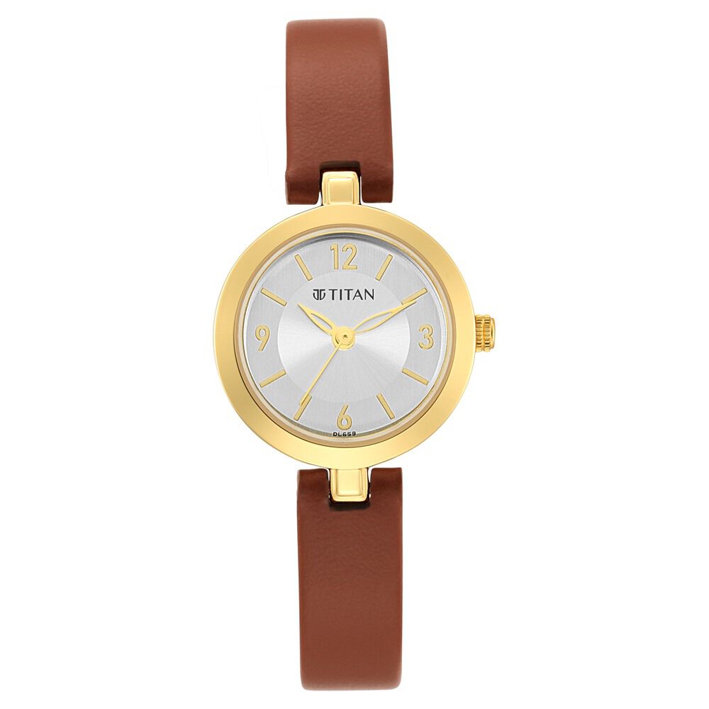 Titan Lagan Silver Dial Analog Leather Strap Watch for Women - The Watch Factory ®