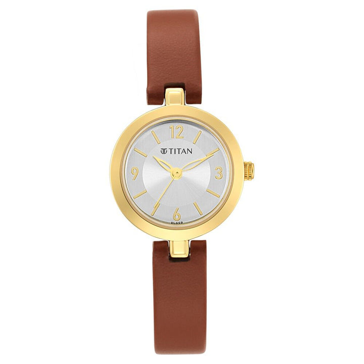 Titan Lagan Silver Dial Analog Leather Strap Watch for Women - The Watch Factory ®