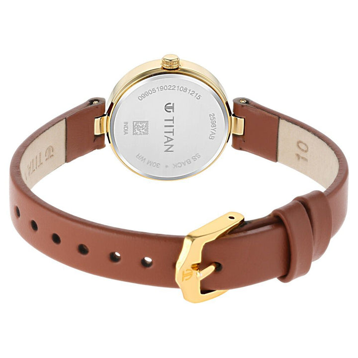 Titan Lagan Silver Dial Analog Leather Strap Watch for Women NS2598YL03