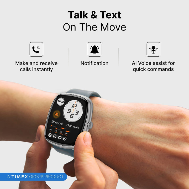 Timex IConnect Calling Ace+ 1.83"(4.6 Cm) 3D UI Display With Functional Crown And BT Calling Smartwatch For Unisex - TWIXW1502T