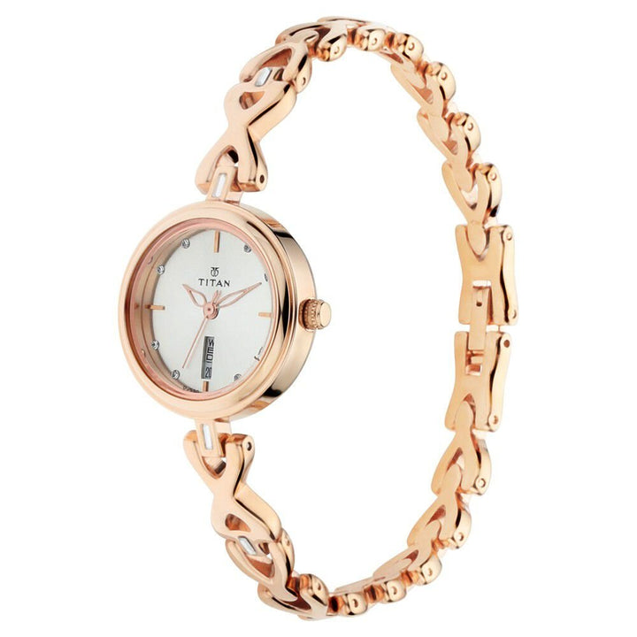 Titan Quartz Analog with Day and Date Silver Dial Metal Strap Watch for Women - The Watch Factory ®