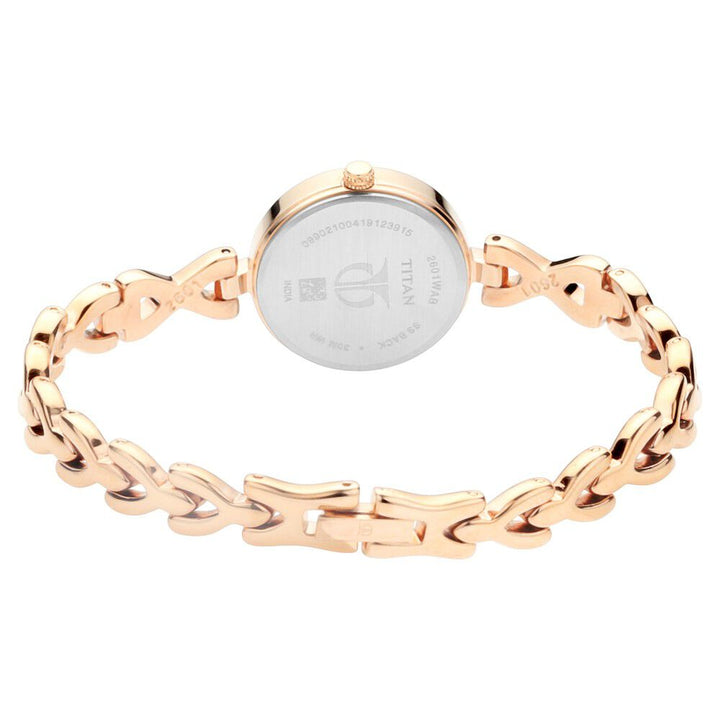 Titan Quartz Analog with Day and Date Silver Dial Metal Strap Watch for Women NS2601WM01