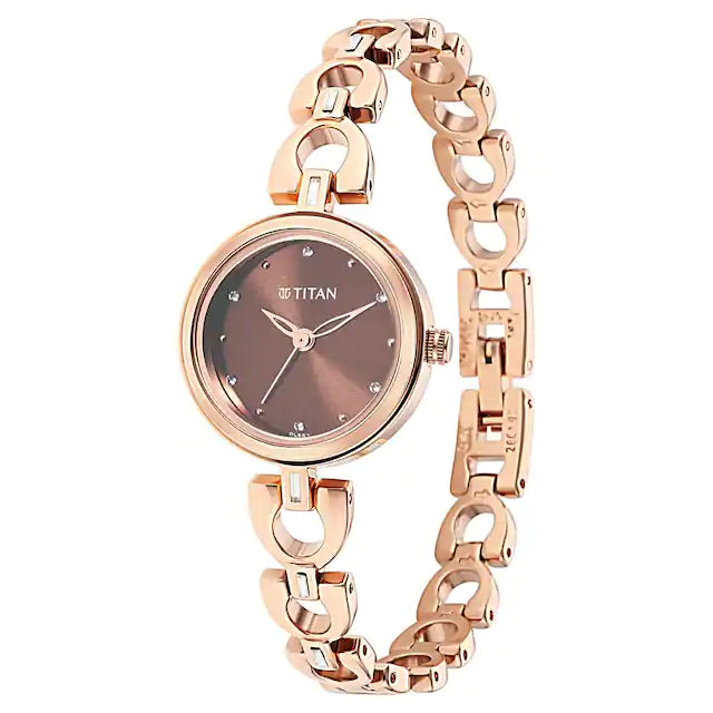 TITAN Lagan Brown Dial Metal Strap Watch NP2601WM04