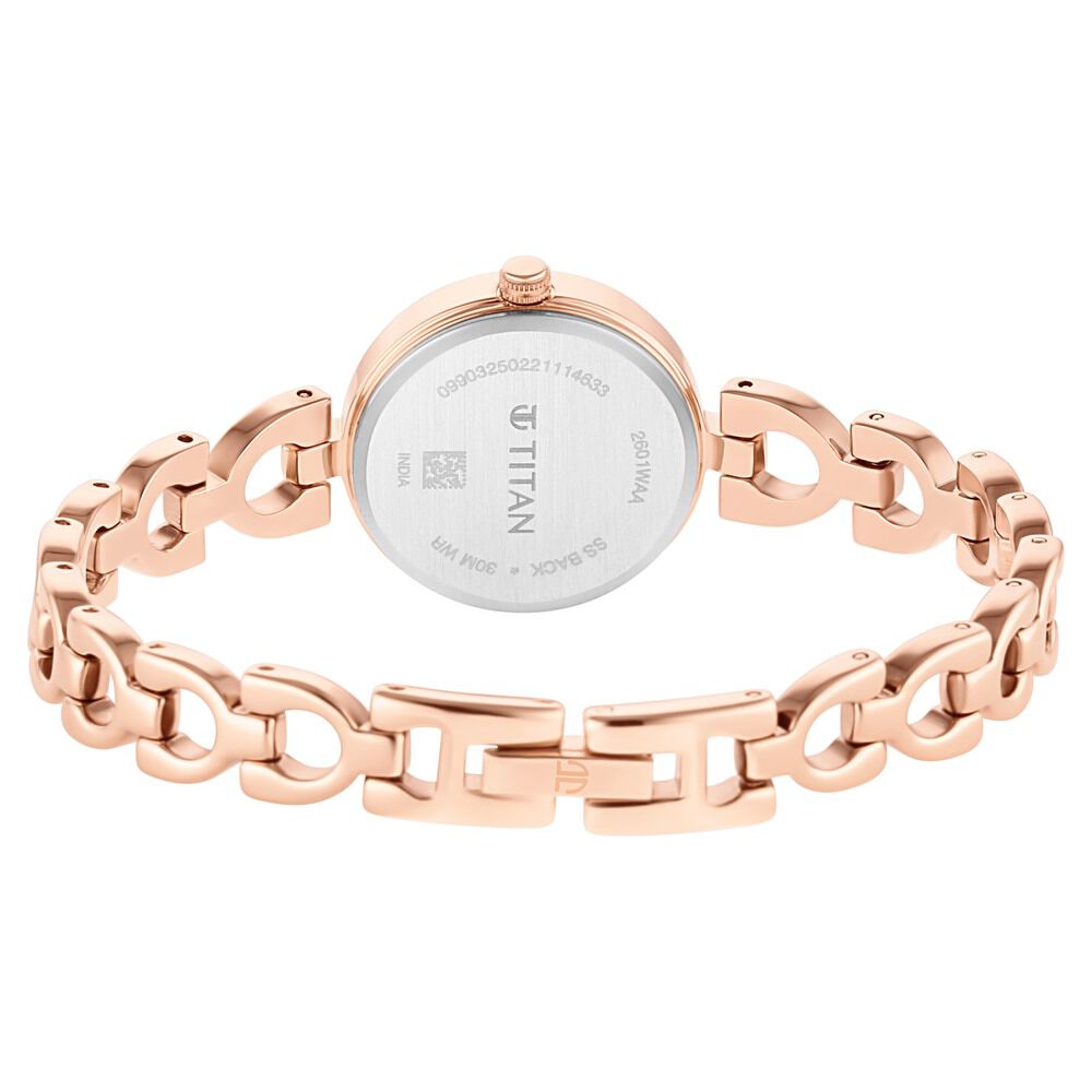 Titan Lagan Brown Dial Analog Metal Strap Watch for Women NS2601WM04