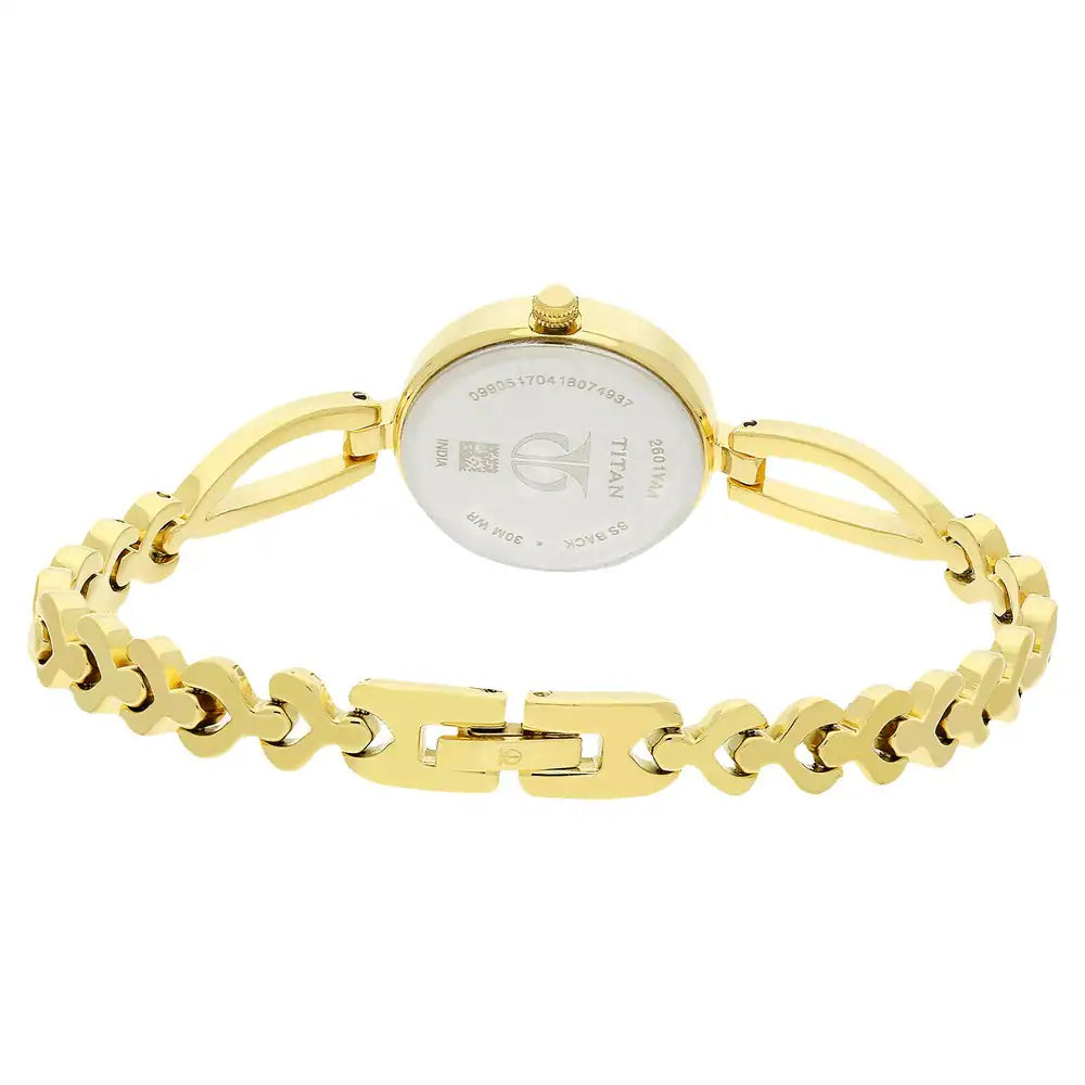 Titan Champagne Dial Golden Metal Strap Watch NP2601YM01 (DH415)