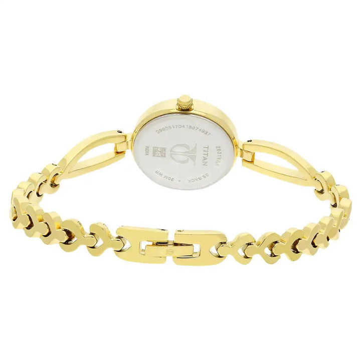 Titan Champagne Dial Golden Metal Strap Watch NP2601YM01 (DH415)