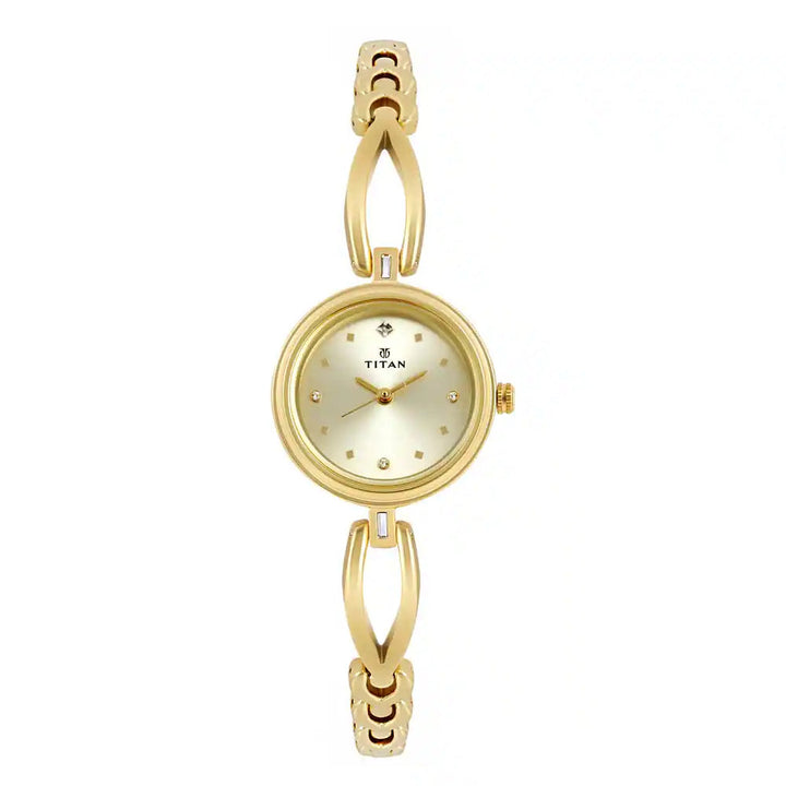 TITAN Champagne Dial Golden Metal Strap Watch 2601YM02(DH416)