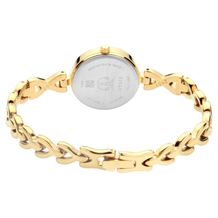 Titan Quartz Analog with Day and Date Champagne Dial Metal Strap Watch for Women - The Watch Factory ®