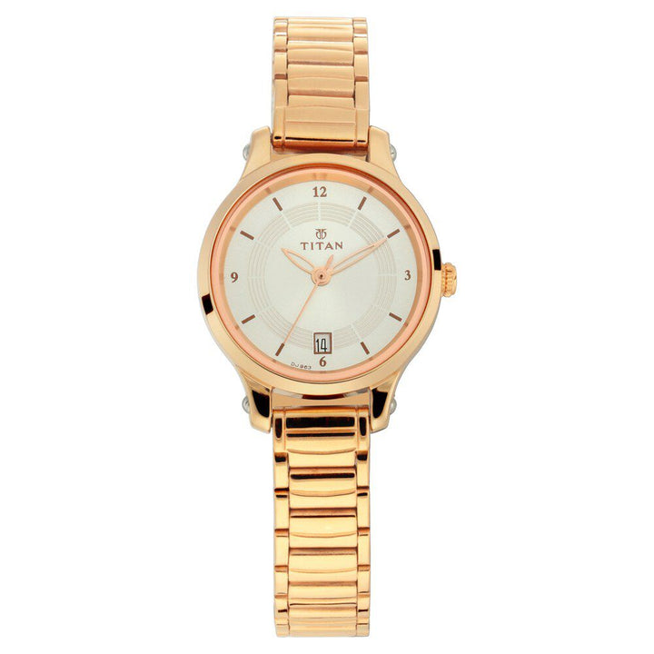 Titan Quartz Analog with Date Silver Dial Stainless Steel Strap Watch for Women NS2602WM01