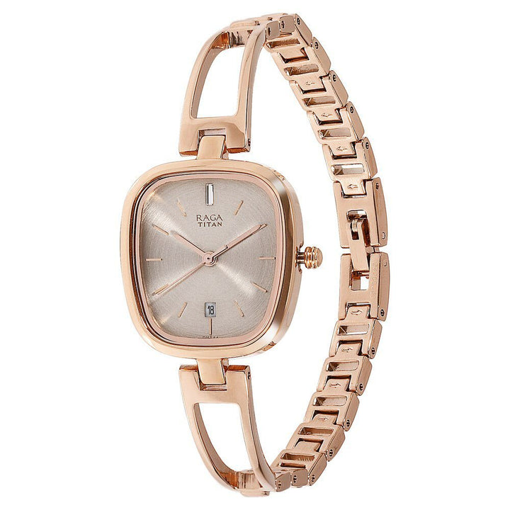 Titan Raga Viva Grey Dial Analog with Date Rose Gold Metal Strap watch for Women - The Watch Factory ®