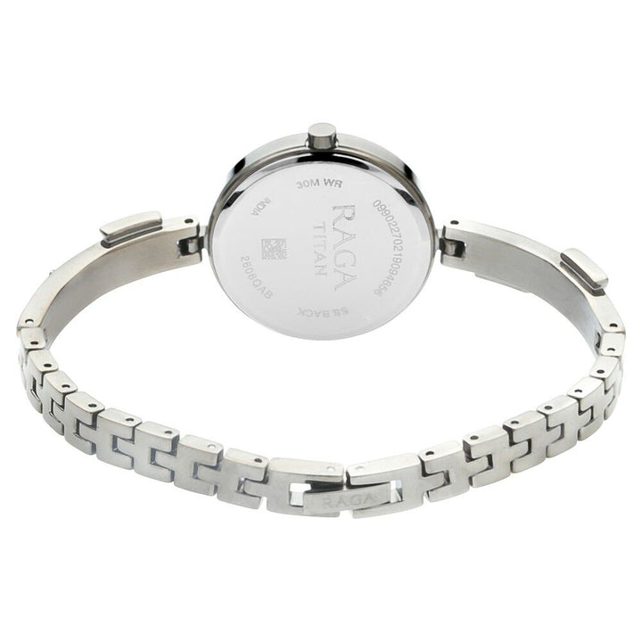 Titan Raga Viva Mother of Pearl Dial Analog with Date Metal Strap Watch for Women NQ2606QM01