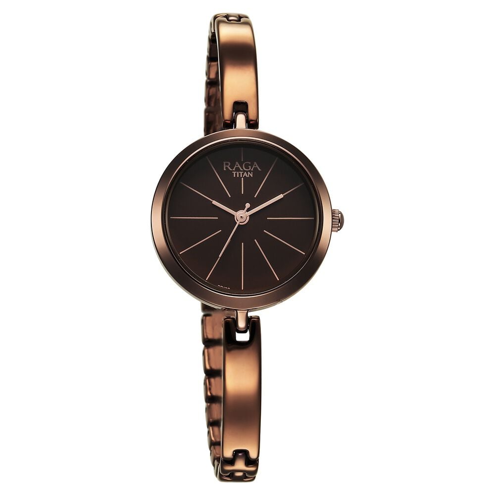 Titan Raga Viva Quartz Analog Brown Dial Brown Metal Strap Watch for Women - The Watch Factory ®