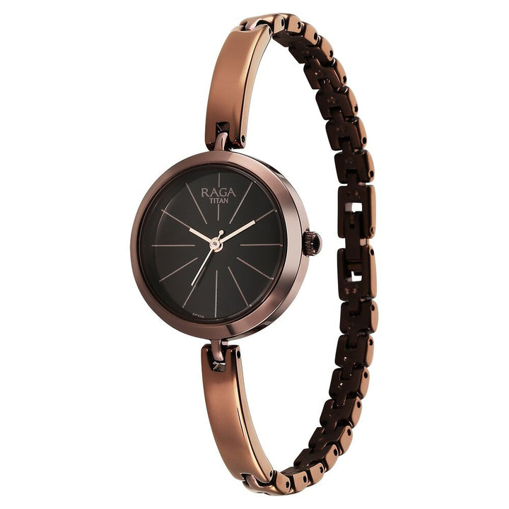 Titan Raga Viva Quartz Analog Brown Dial Brown Metal Strap Watch for Women - The Watch Factory ®