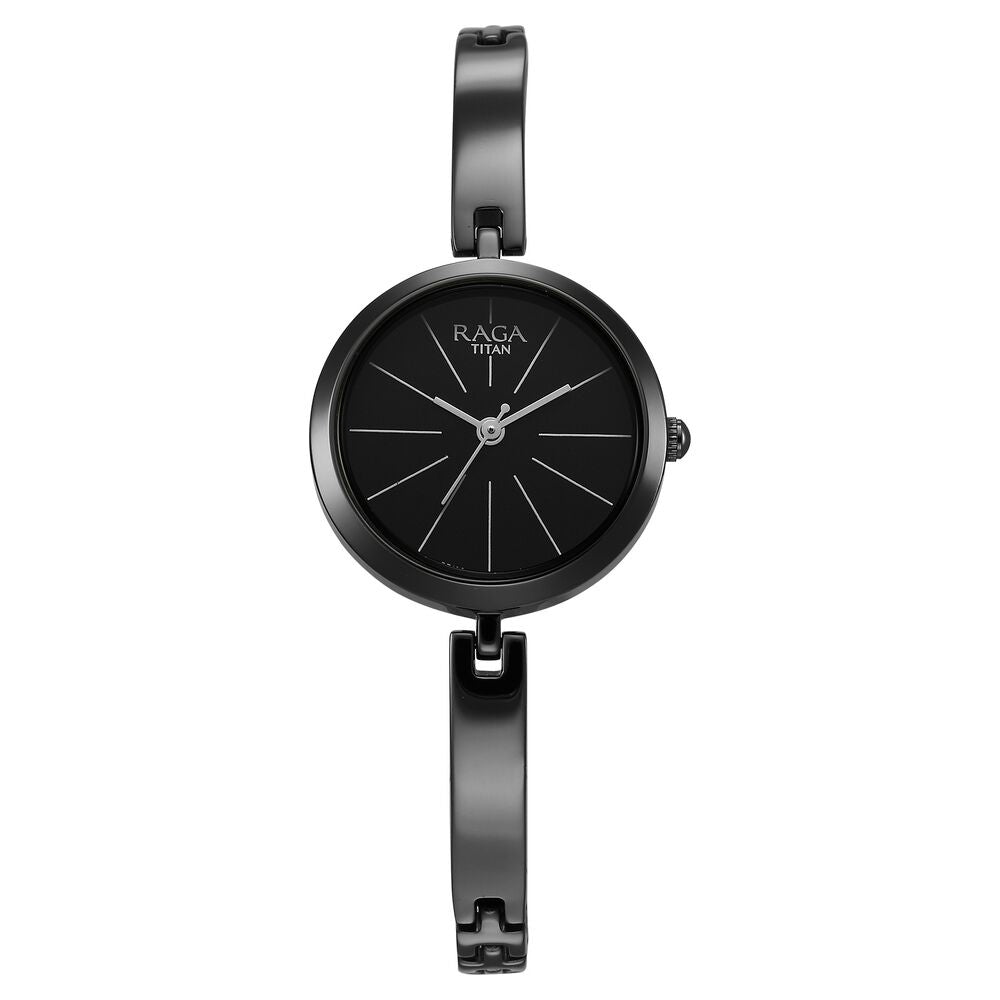 Titan Raga Viva Quartz Analog Black Dial Grey Metal Strap Watch for Women - The Watch Factory ®