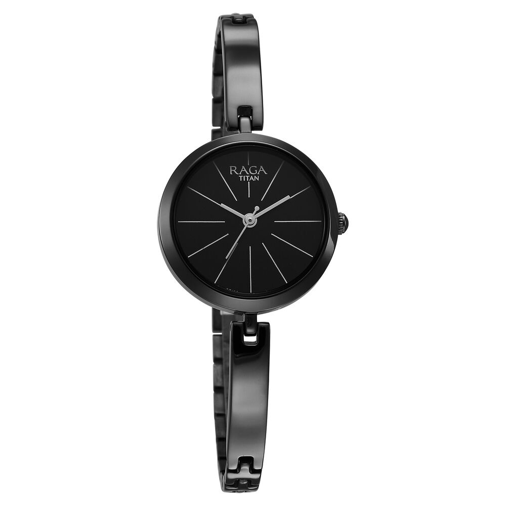 Titan Raga Viva Quartz Analog Black Dial Grey Metal Strap Watch for Women - The Watch Factory ®