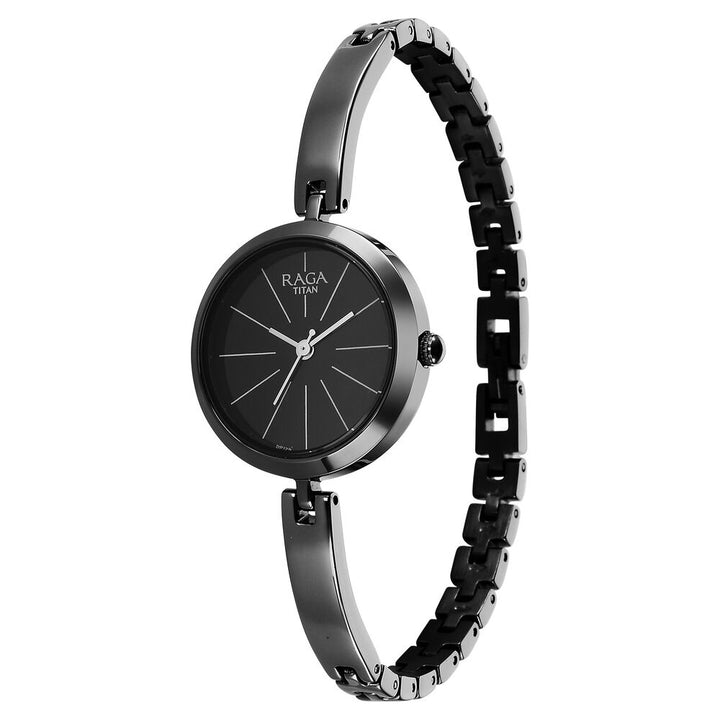 Titan Raga Viva Quartz Analog Black Dial Grey Metal Strap Watch for Women - The Watch Factory ®
