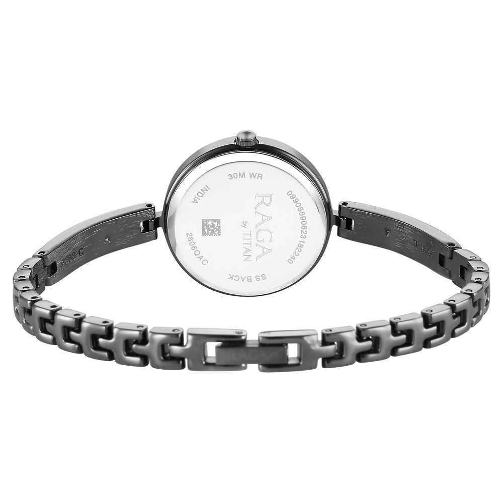 Titan Raga Viva Quartz Analog Black Dial Grey Metal Strap Watch for Women - The Watch Factory ®