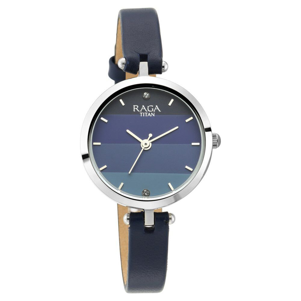 Titan Raga Viva Blue Dial Analog Leather Strap watch for Women - The Watch Factory ®