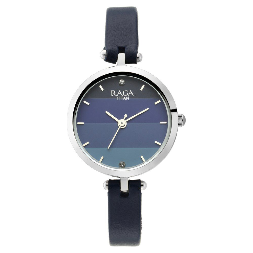 Titan Raga Viva Blue Dial Analog Leather Strap watch for Women NS2606SL02