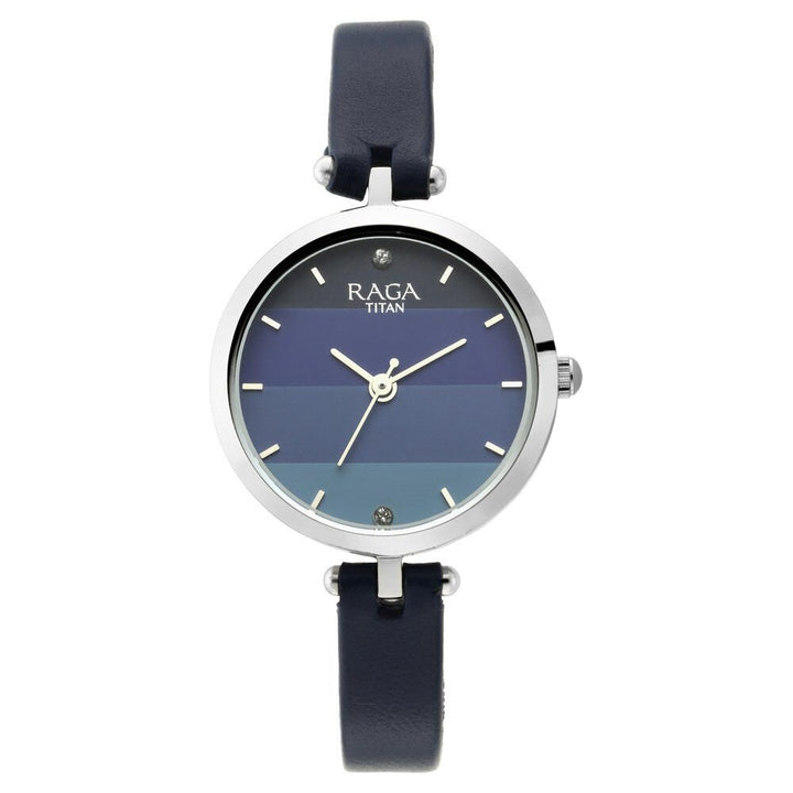 Titan Raga Viva Blue Dial Analog Leather Strap watch for Women - The Watch Factory ®