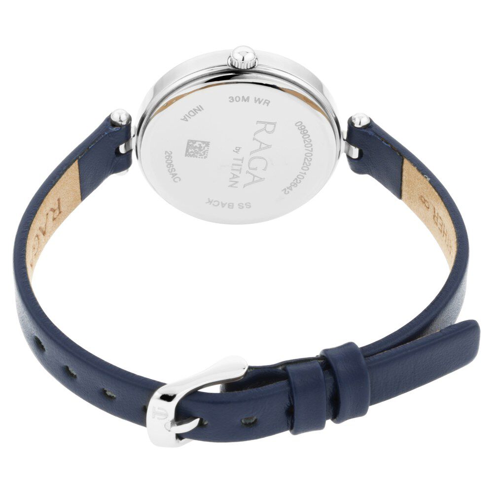 Titan Raga Viva Blue Dial Analog Leather Strap watch for Women NS2606SL02