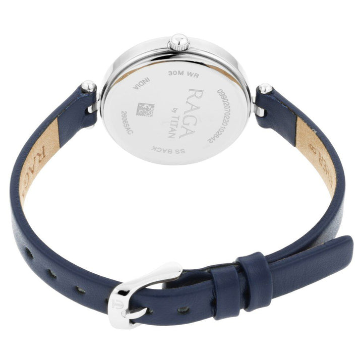 Titan Raga Viva Blue Dial Analog Leather Strap watch for Women NS2606SL02
