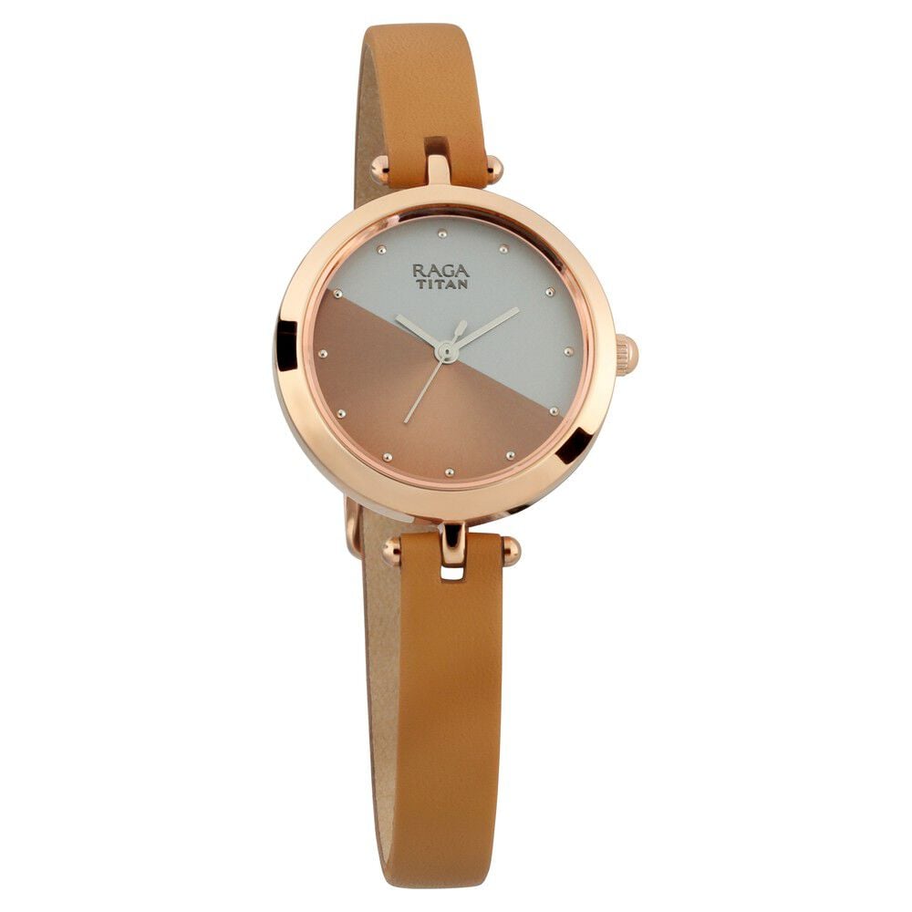 Titan Raga Viva Rose Gold Dial Women Watch With Leather Strap - The Watch Factory ®
