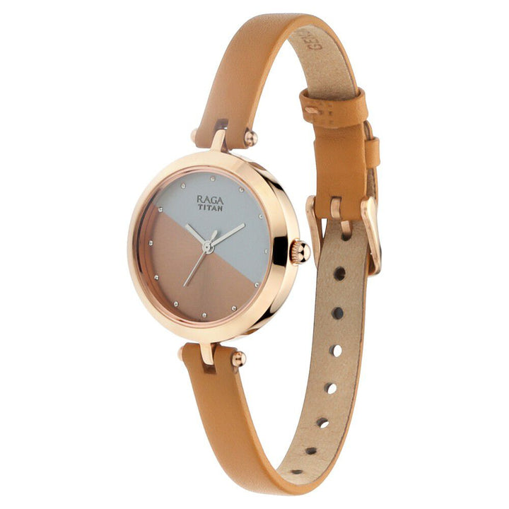 Titan Raga Viva Rose Gold Dial Women Watch With Leather Strap - The Watch Factory ®