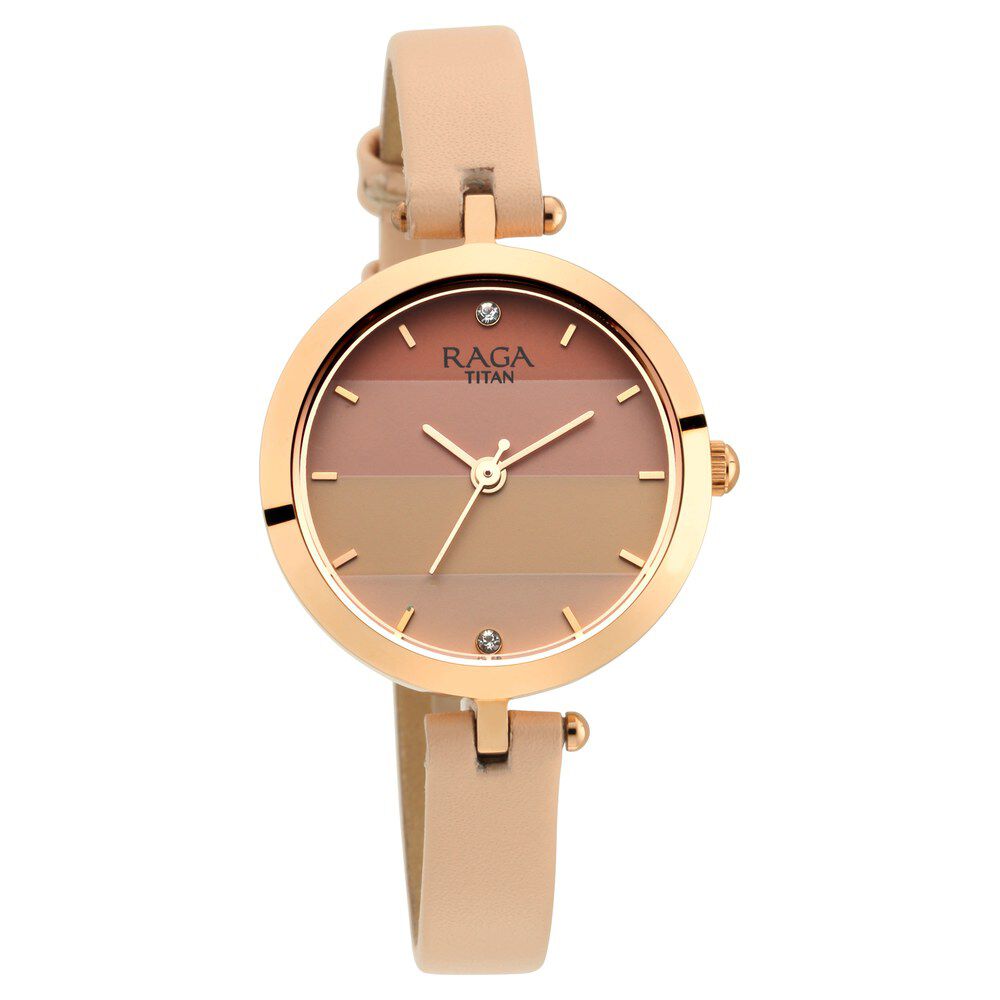 Raga Women's Blossom Elegance Pastel Pink Dial & Leather Grace Watch NS2606WL02