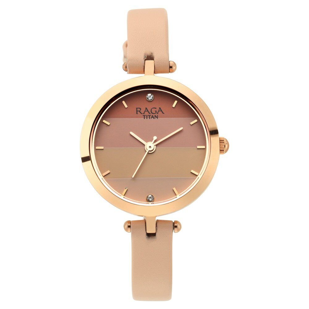 Raga Women's Blossom Elegance Pastel Pink Dial & Leather Grace Watch - The Watch Factory ®