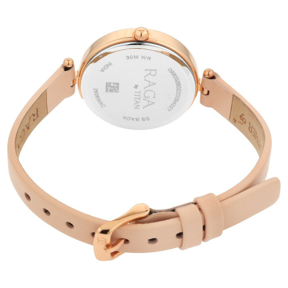 Raga Women's Blossom Elegance Pastel Pink Dial & Leather Grace Watch NS2606WL02