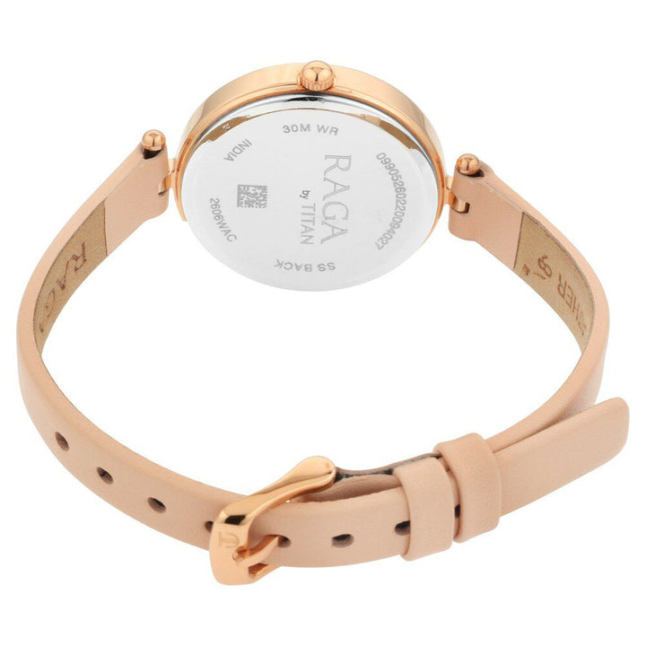 Raga Women's Blossom Elegance Pastel Pink Dial & Leather Grace Watch NS2606WL02