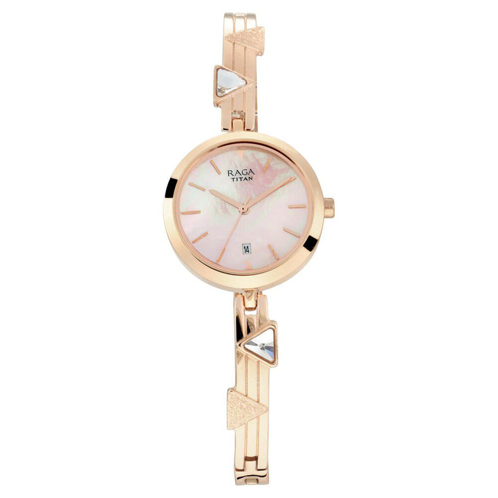 Titan Raga Viva Mother of Pearl Dial Women Watch With Metal Strap NS2606WM04