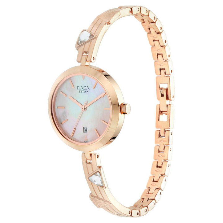 Titan Raga Viva Mother of Pearl Dial Women Watch With Metal Strap NS2606WM04