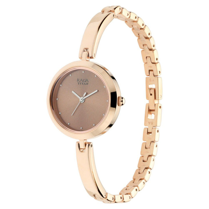 Titan Raga Viva Rose Gold Dial Women Watch With Metal Strap NS2606WM05