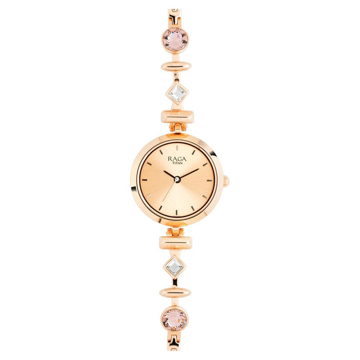 Titan Raga Facets Rose Gold Dial Women Watch With Stainless Steel Strap NS2606WM06