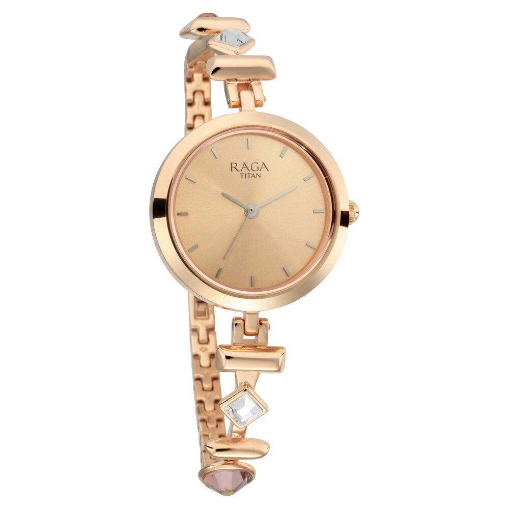 Titan Raga Facets Rose Gold Dial Women Watch With Stainless Steel Strap NS2606WM06