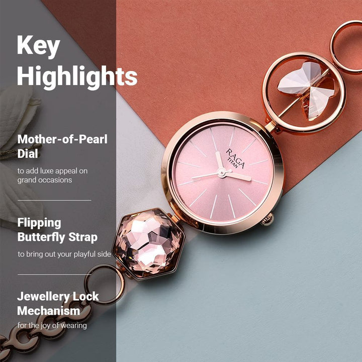 Raga Women's Grace Watch: Mother of Pearl Dial & Ornate Bracelet - The Watch Factory ®