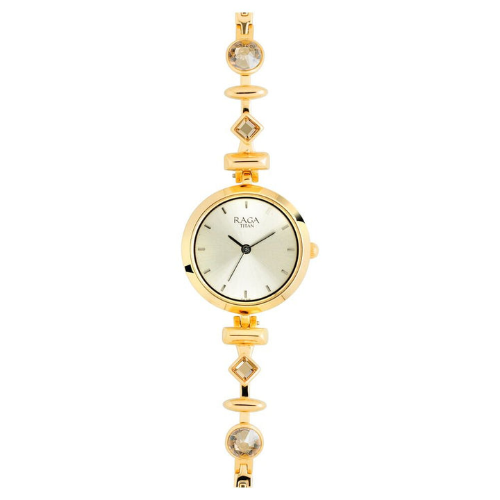 Titan Raga Facets Champagne Dial Analog Stainless Steel Strap Watch for Women NS2606YM05