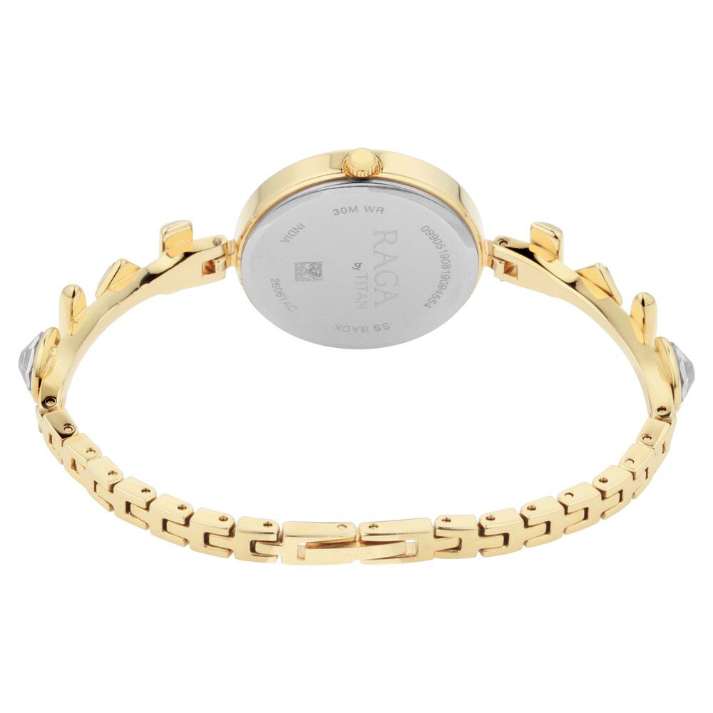 Titan Raga Facets Champagne Dial Analog Stainless Steel Strap Watch for Women NS2606YM05