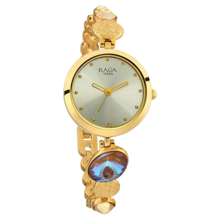 Titan Raga Moments Of Joy Quartz Analog Mother of Pearl Dial Golden Metal Strap Watch For Women - The Watch Factory ®