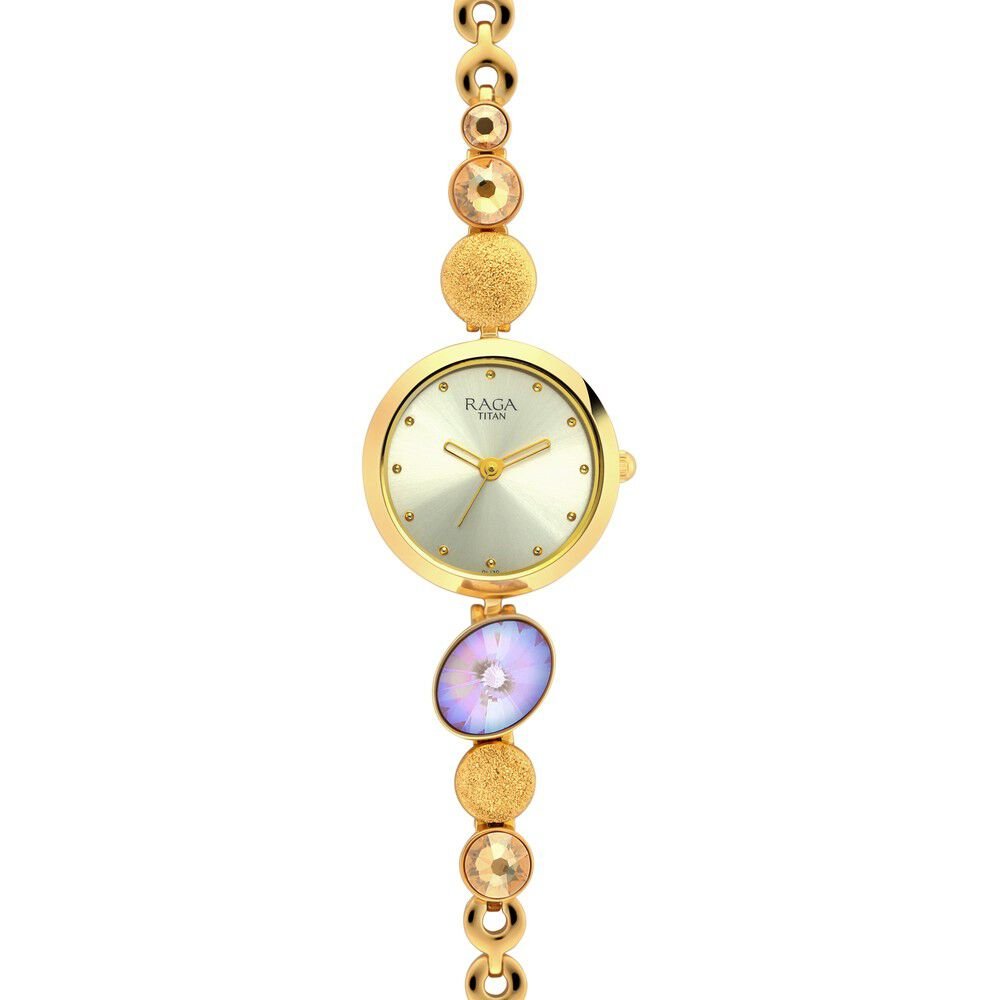 Titan Raga Moments Of Joy Quartz Analog Mother of Pearl Dial Golden Metal Strap Watch For Women - The Watch Factory ®