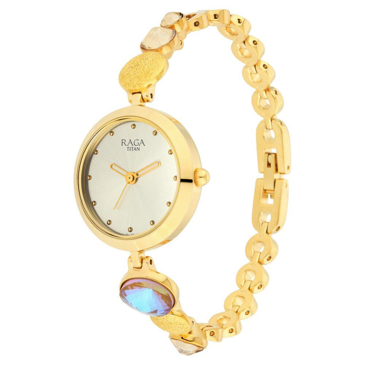 Titan Raga Moments Of Joy Quartz Analog Mother of Pearl Dial Golden Metal Strap Watch For Women - The Watch Factory ®