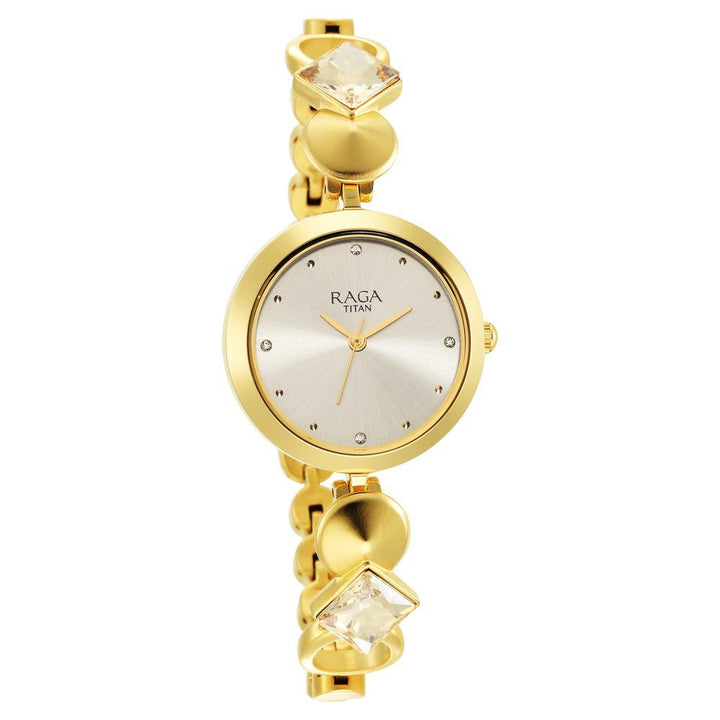Titan Raga Love All Champagne Dial Analog Metal Strap Watch for Women NS2606YM08