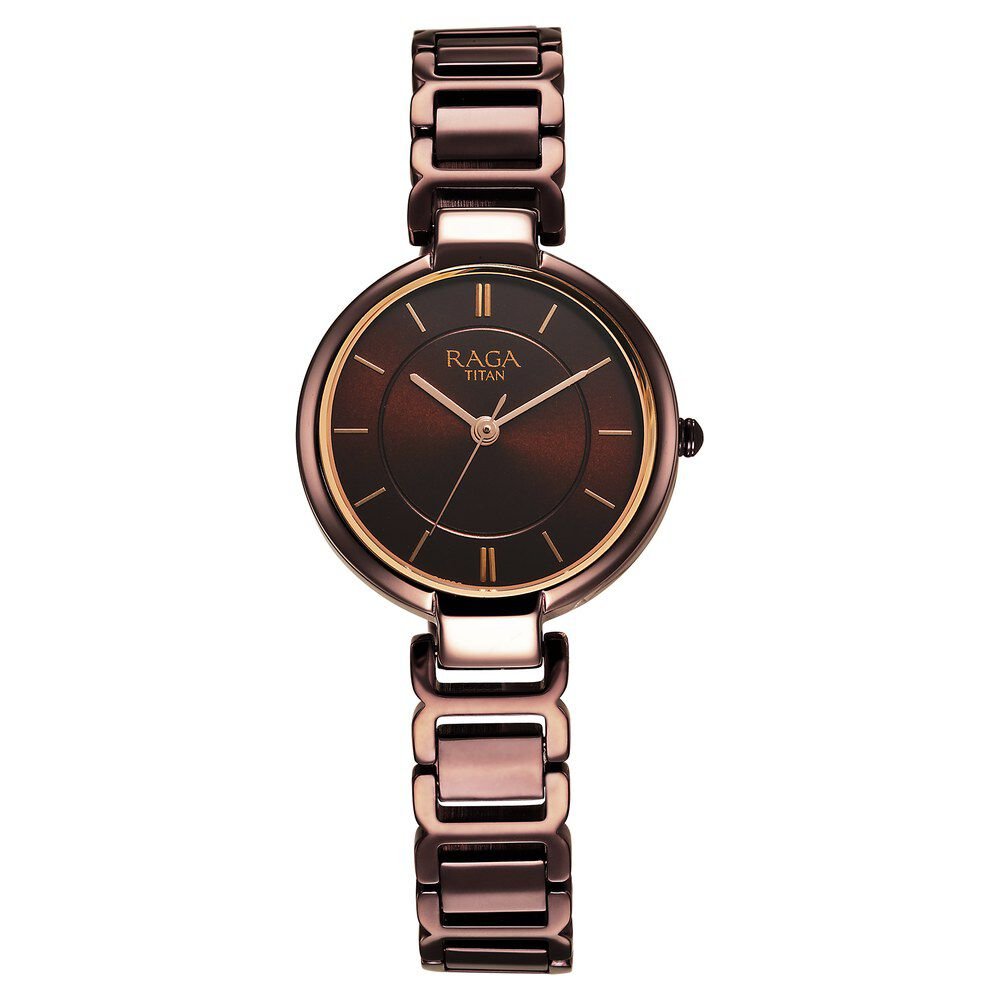 Titan Raga Delight Quartz Analog Brown Dial Brown Metal Strap Watch For Women - The Watch Factory ®