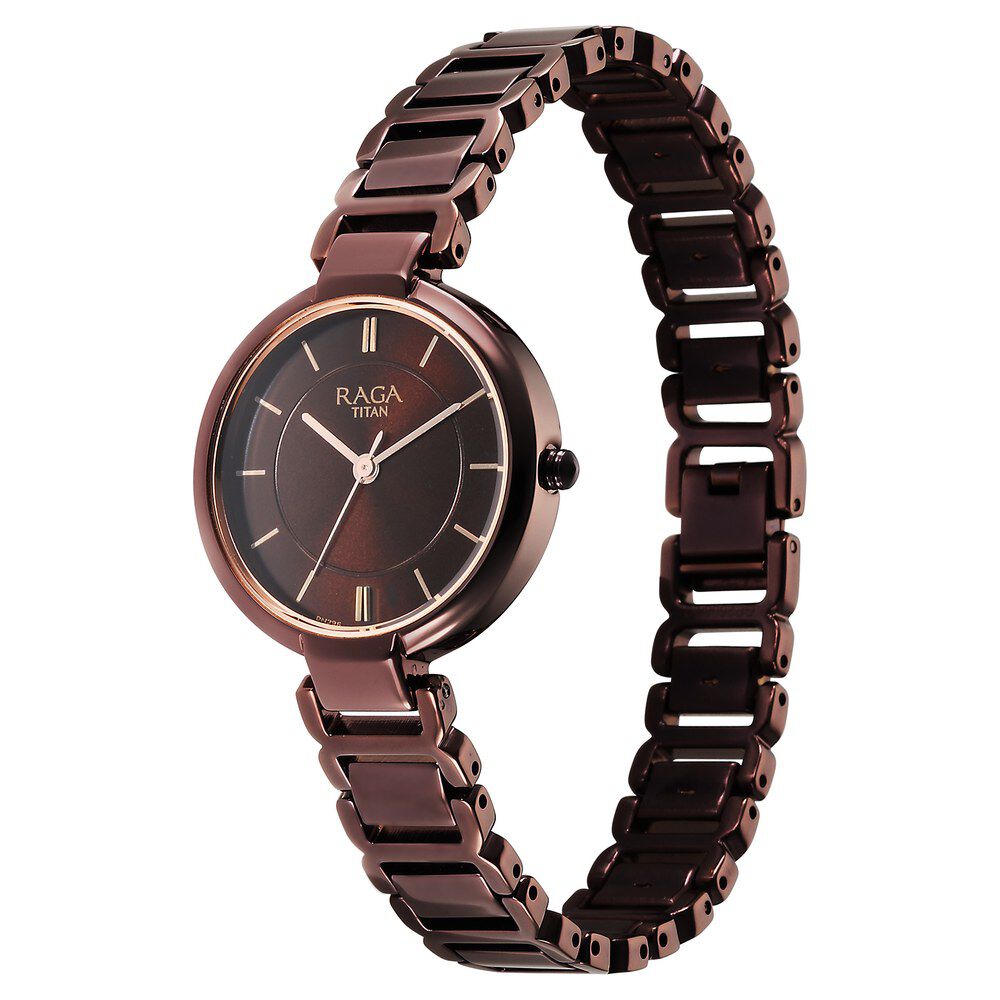 Titan Raga Delight Quartz Analog Brown Dial Brown Metal Strap Watch For Women - The Watch Factory ®