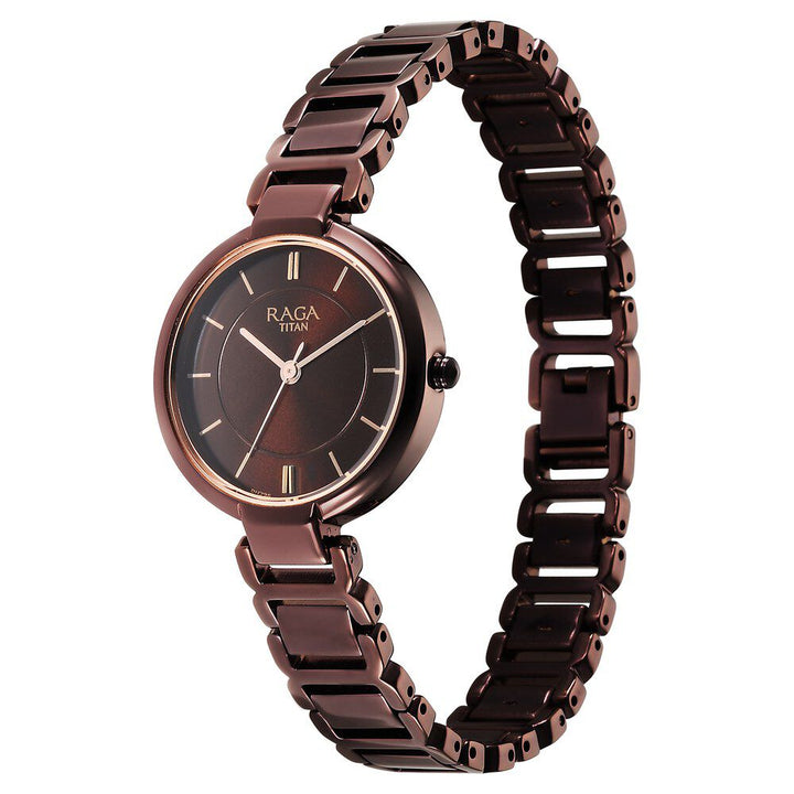 Titan Raga Delight Quartz Analog Brown Dial Brown Metal Strap Watch For Women - The Watch Factory ®