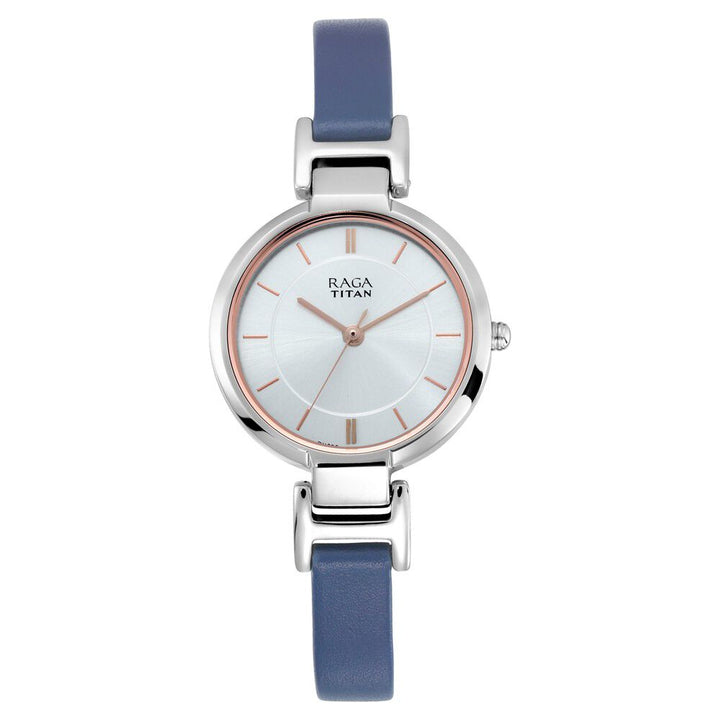 Titan Raga Viva White Dial Analog Leather Strap watch for Women NR2608SL01